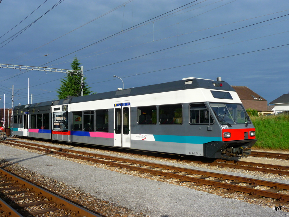 asm Seeland - Triebwagen Be 2/6  507 im Bahnhofsareal von Tuffelen  am 26.07.2011