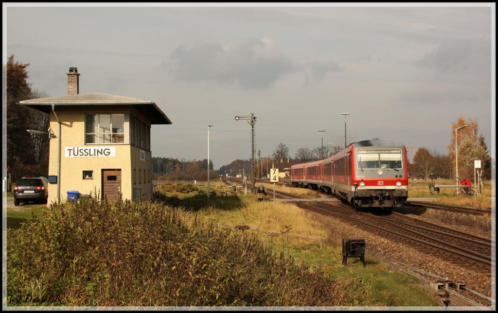 Auch die 628<=>928 mchte ich mit diesem Bild represententieren. Sie waren am 03.11.10 natrlich auch zu gengen in Tling vertreten. Diese tritt ihre Reise von Mhldorf nach Rosenheim an. 