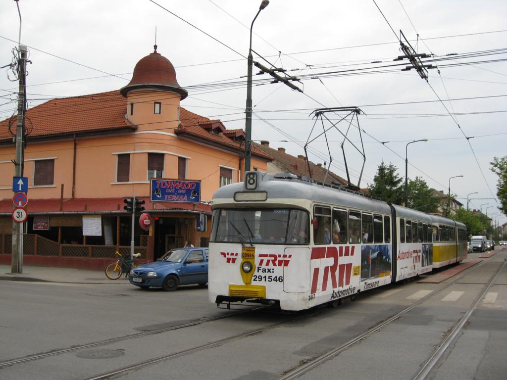Auch auf der Linie 8 in der rumnischen Stadt Timisoara verkehrten am
10.5.2010 alte Straenbahnen aus Bremen!