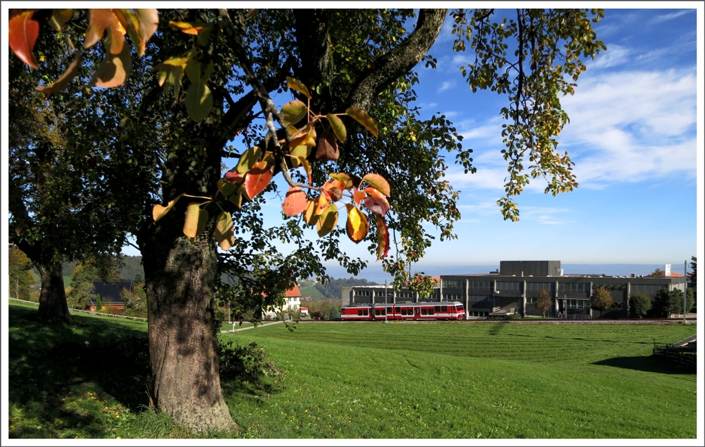 Auch bei der grossen RHB macht sich der Herbst bemerkbar, BDeh 3/5 25 bei Heiden. (19.10.2012)