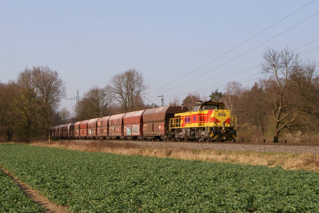 Auch die E&H Lok 546 schaute mit einem Kohlezug vorbei. (Ratingen, 23.03.2012)