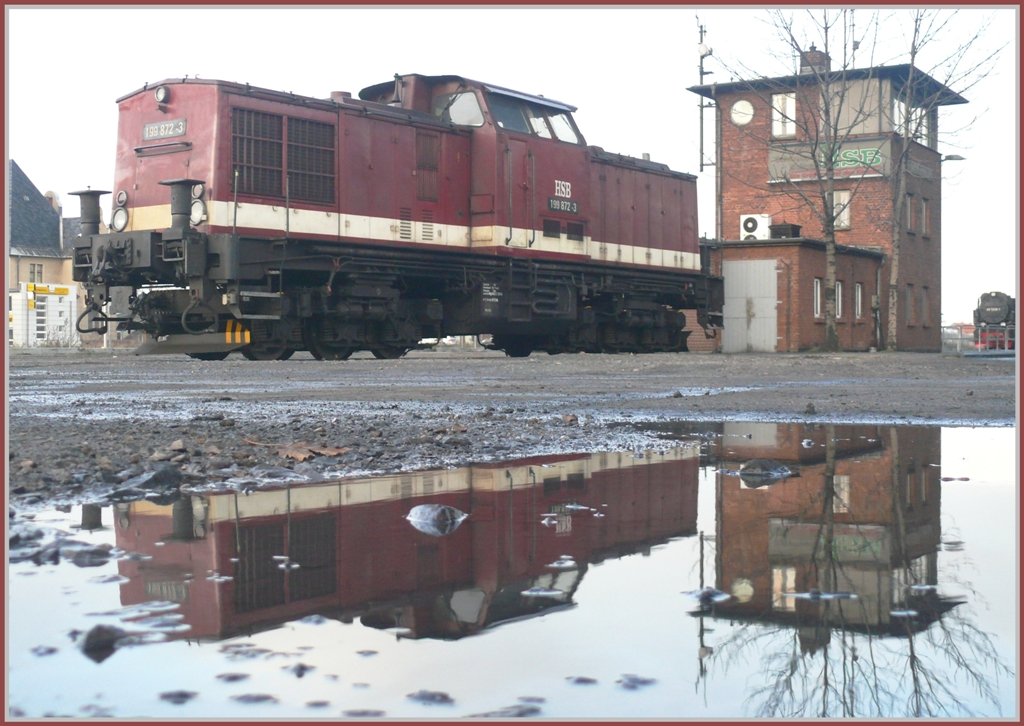 Auch fr das Brockenkamel 199 872-3 hsbe ich vor der Einsatzleitstelle Wernigerode eine Pftze gefunden. (07.12.2009)