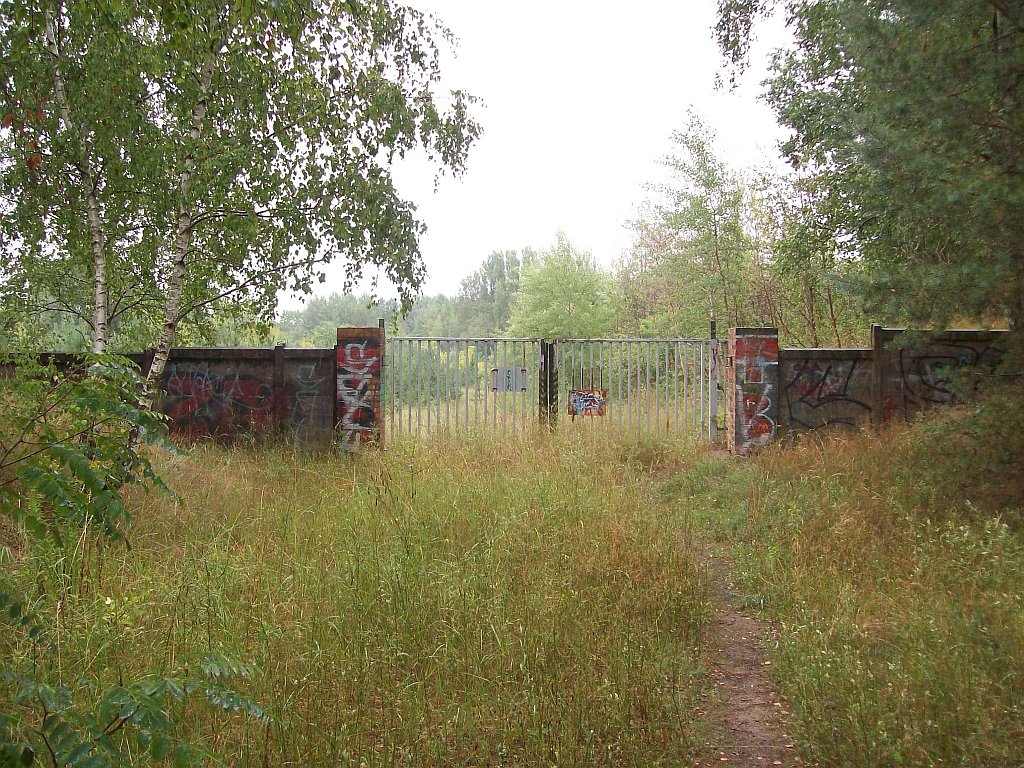 Auch hier an der Einfahrt I zur Chemischen Fabrik Finowtal wurden die Gleise bereits entfernt. 10.08.2008
