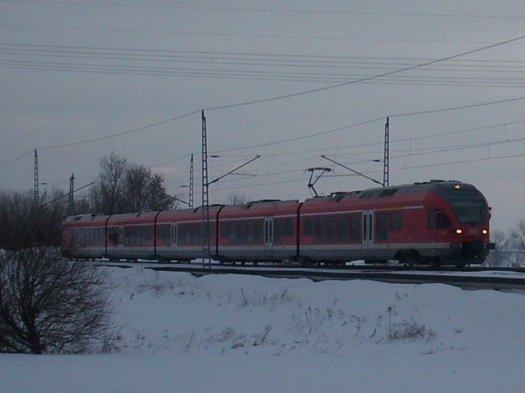 Auf freier Strecke bei Bergen/Rgen am 21.Februar 2010.