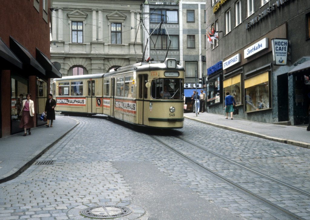 Augsburg VGA SL 1 (GT5 549) Am Perlachberg am 25. Juni 1980. 