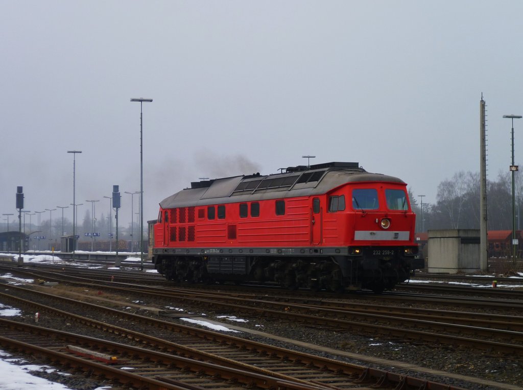 Ausfahrt der 232 259-2 am 08.03.13 in Marktredwitz
