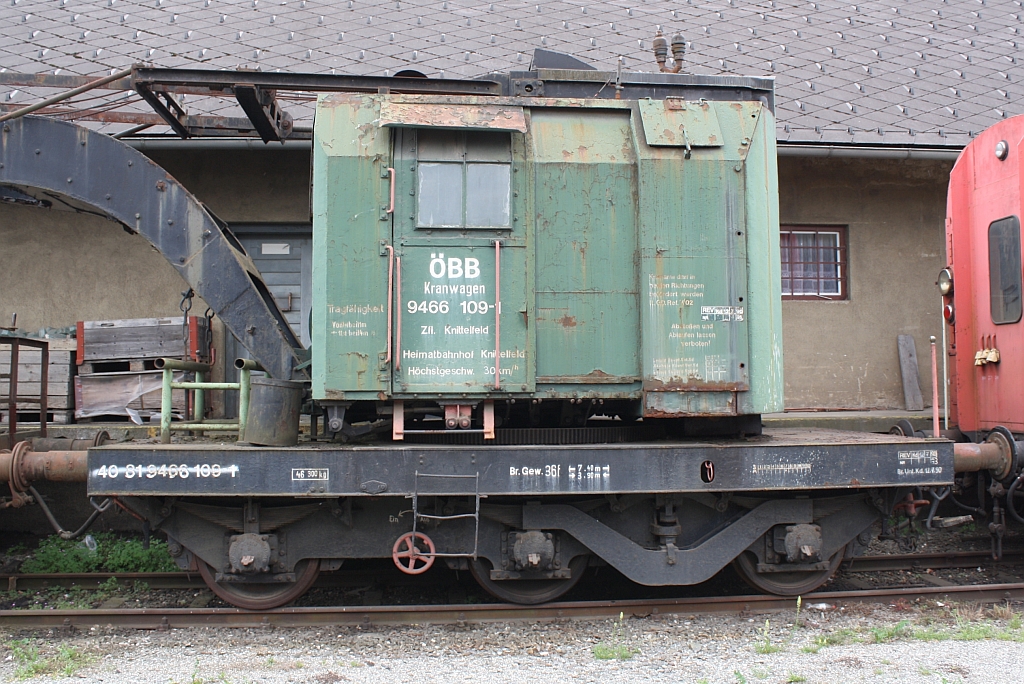 Ausgemusterter Dampfkran 40 81 9466 109-1 am 11.Juni 2010 im Eisenbahnmuseum Knittelfeld.