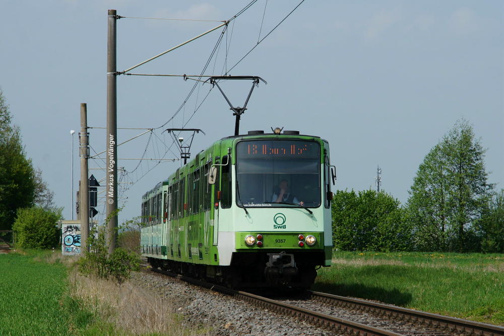 B-Wagen 9357 auf der Vorgebirgsbahn bei Merten am 03.05.2013.
