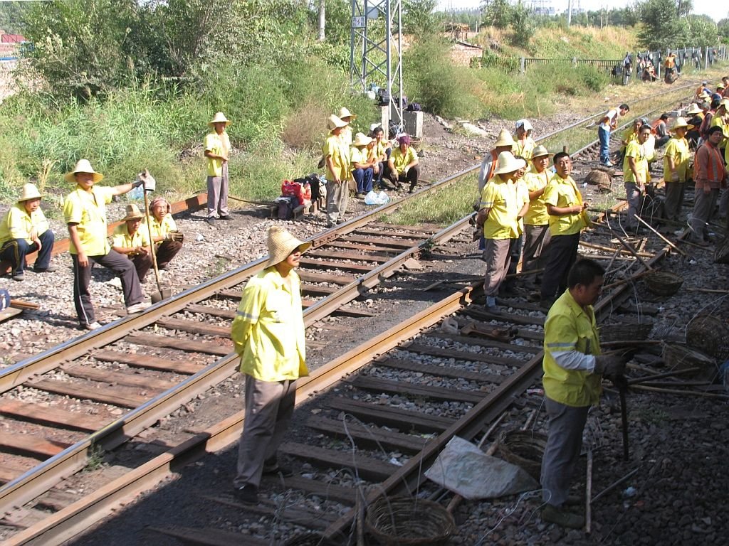 Bahnarbeiters in die Nhe von Peking am 21-9-2009.