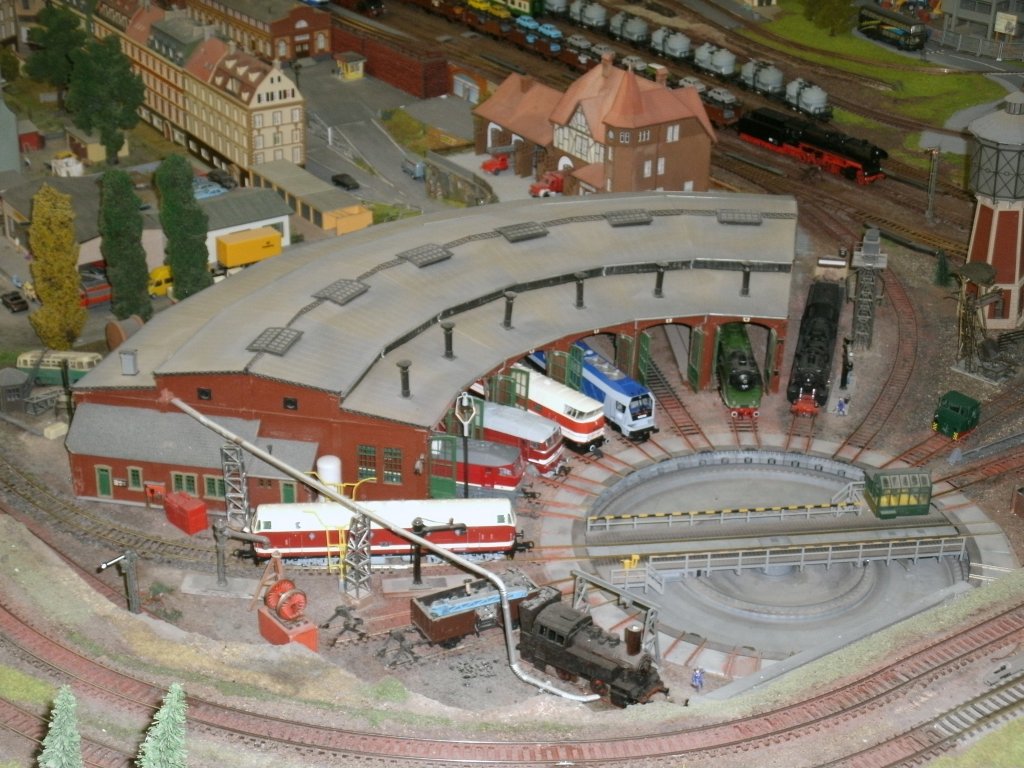 Bahnbetriebswerk auf der H0-Clubanlage vom Sassnitzer Modellbahnclub.Gesehen am 29.Dezember 2012 in Sassnitz.