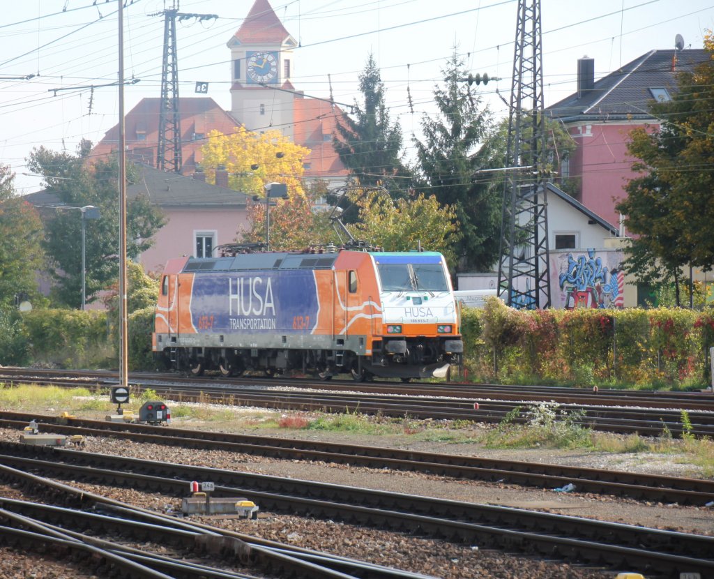 Bahnerlebnistag am 14.10.2012 auf dem Regensburger Hauptbahnhof.Husa 185 613 solo unterwegs.