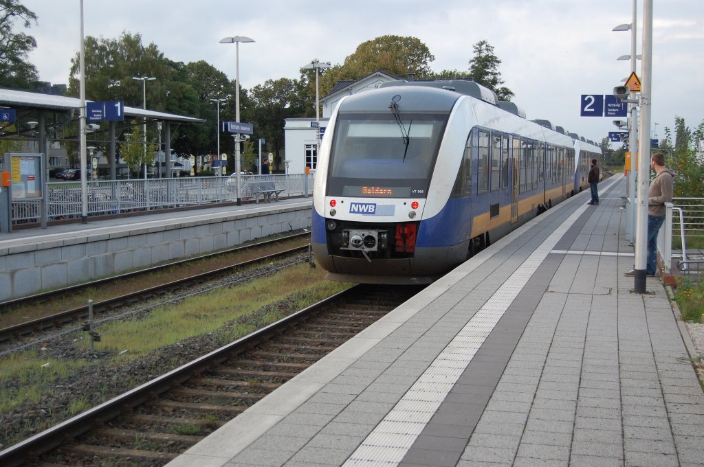 Bahnhof Kempen/Rheinland der soeben eingefahrene Zug endet heute schon in Geldern wegen Gleisarbeiten. 19.09.2010