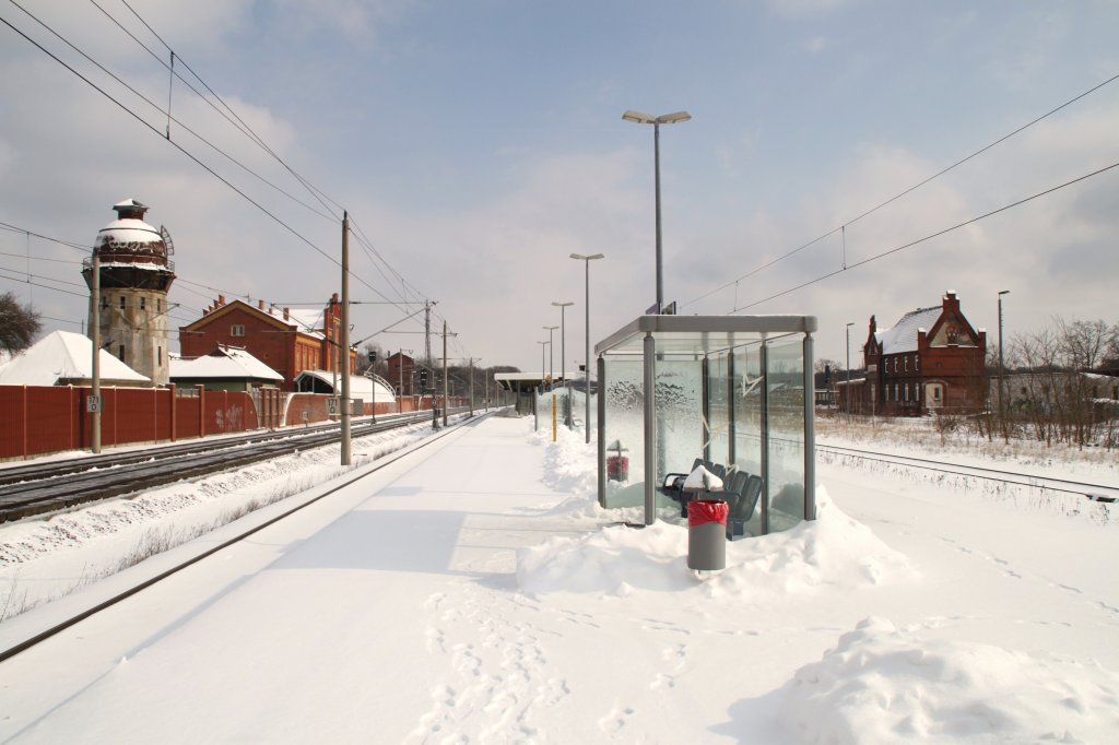Bahnhof Rathenow am 11.03.2013,Blickrichtung Osten