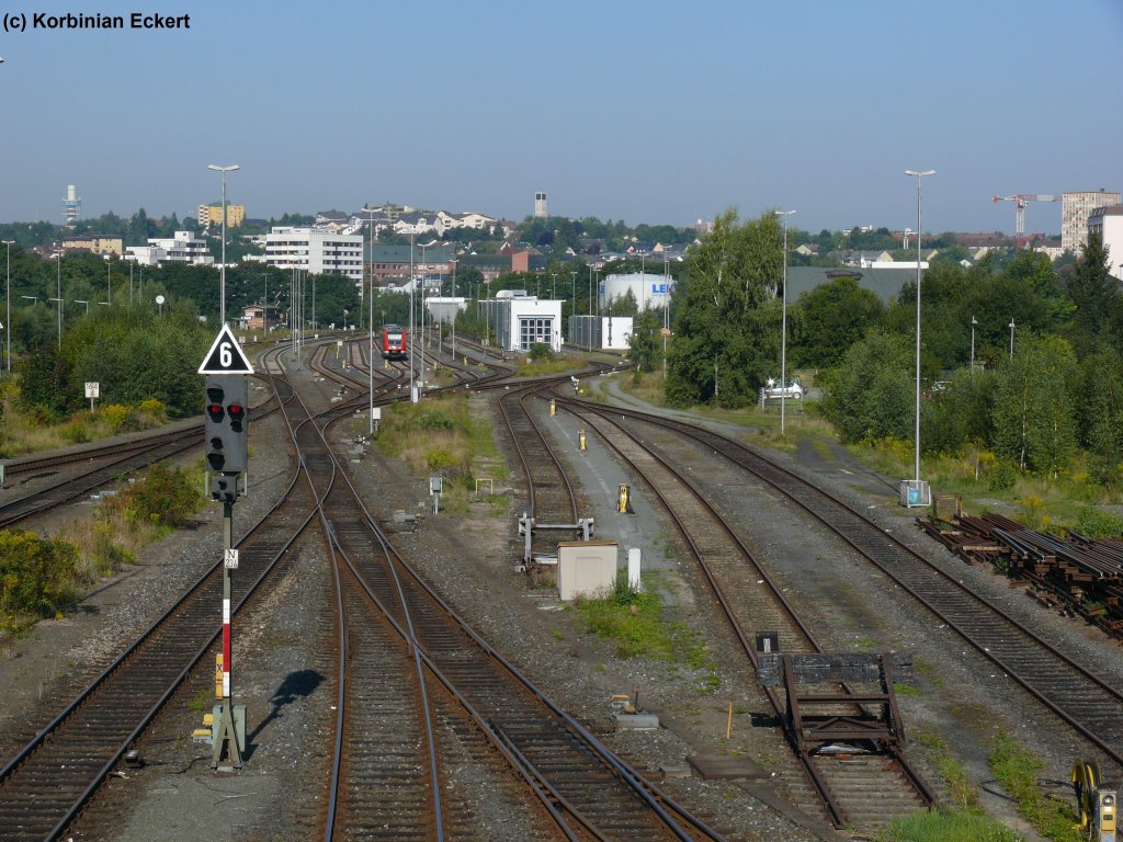 Bahnhofsvorfeld mit Waschanlage in Hof Hbf, 06.09.2010