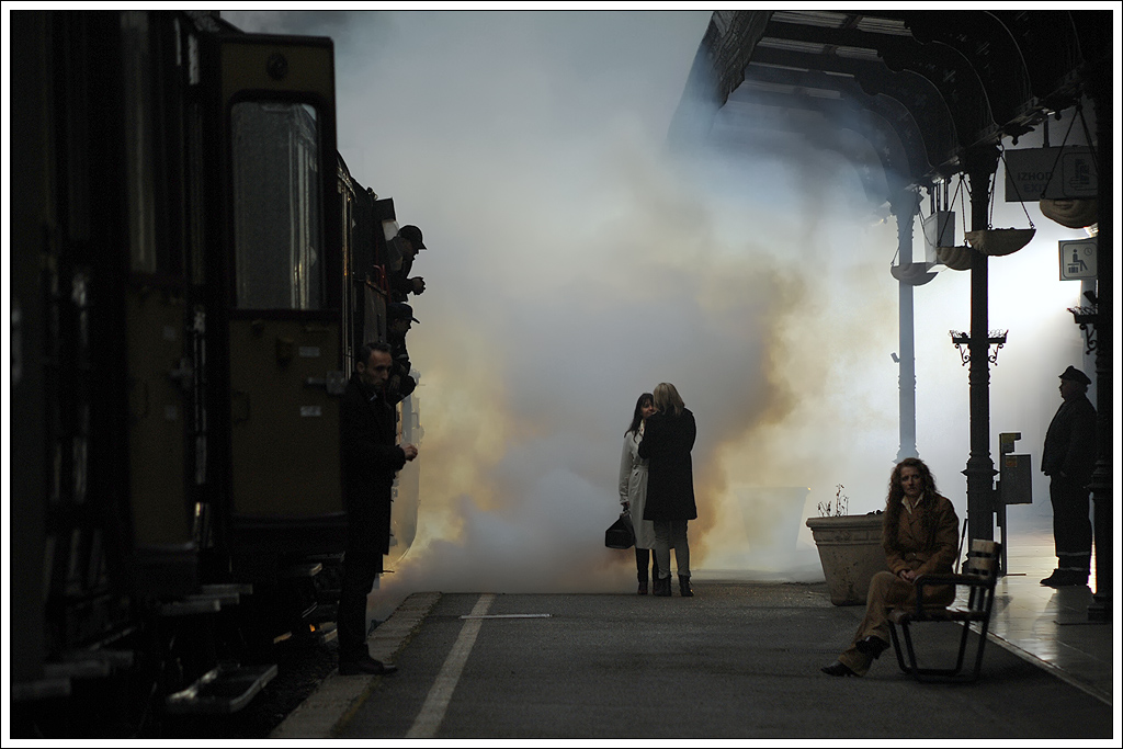 Bahnhofszenario am 10.11.2012 in Nova Gorica, aufgenommen whrend der Dreharbeiten zu einem Tourismuswerbefilm.