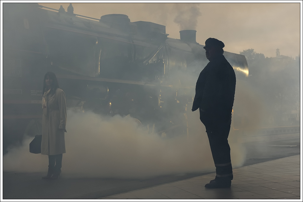 Bahnhofszenario am 10.11.2012 in Nova Gorica, aufgenommen whrend der Dreharbeiten zu einem Tourismuswerbefilm.

