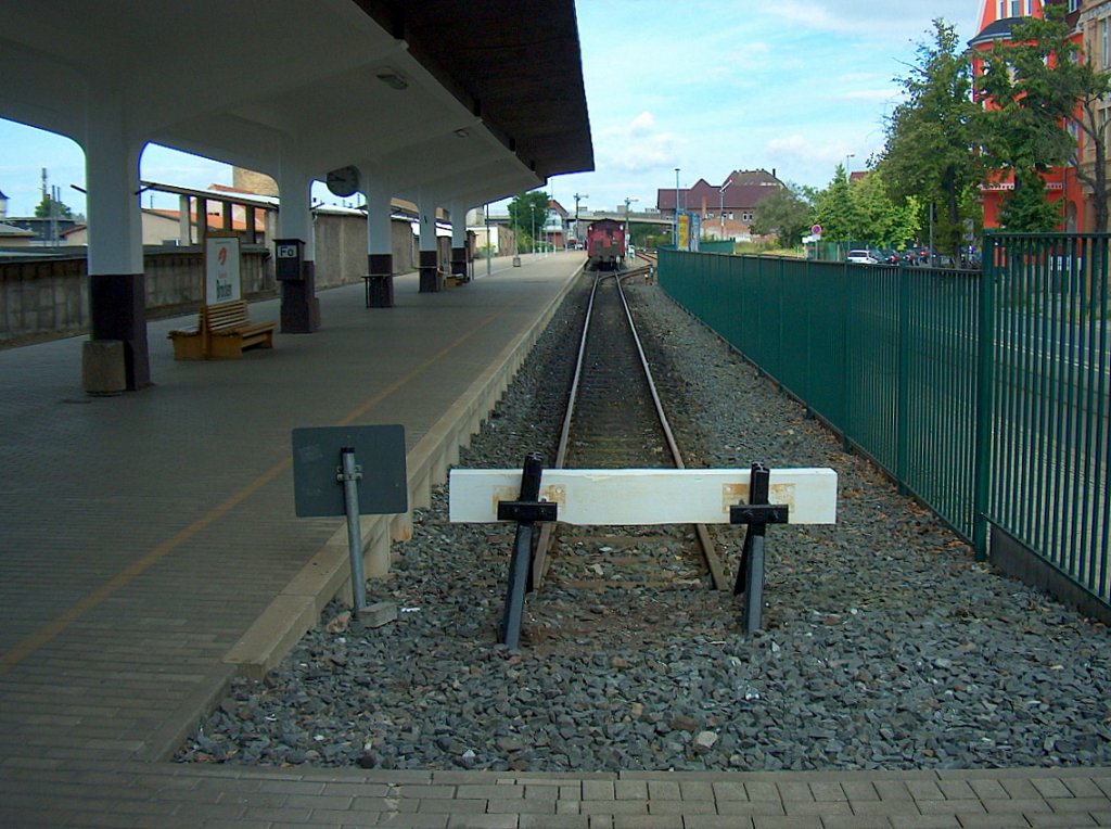 Bahnsteig 1 der HSB am 11.08.2008 in Nordhausen Nord.