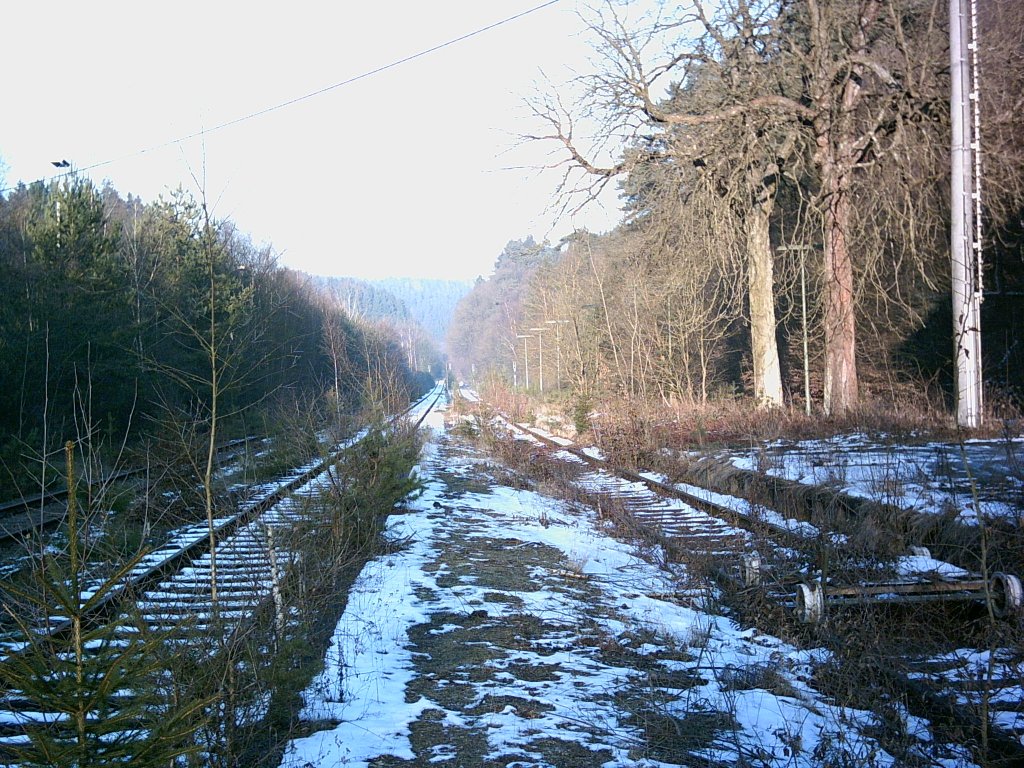 Bahnsteig Grenzau Blick Richtung Ransbach im Januar 2006