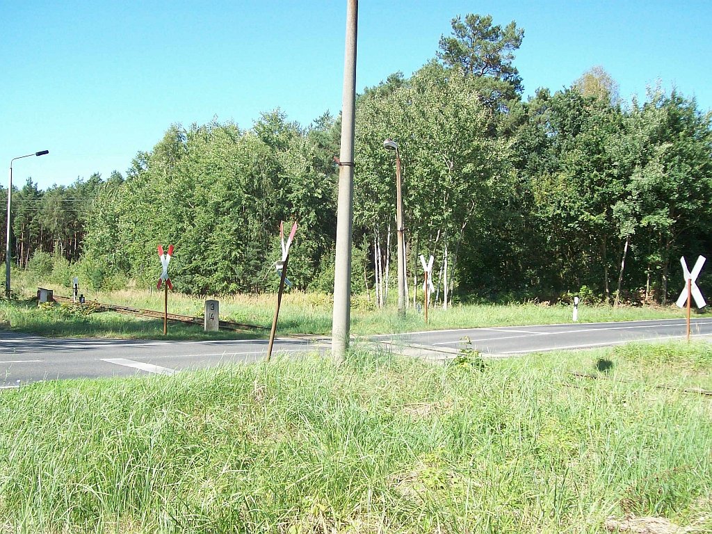 Bahnbergang Coppistrae bei Km 3,4 der Industriebahn Eberswalde 31.08.2008