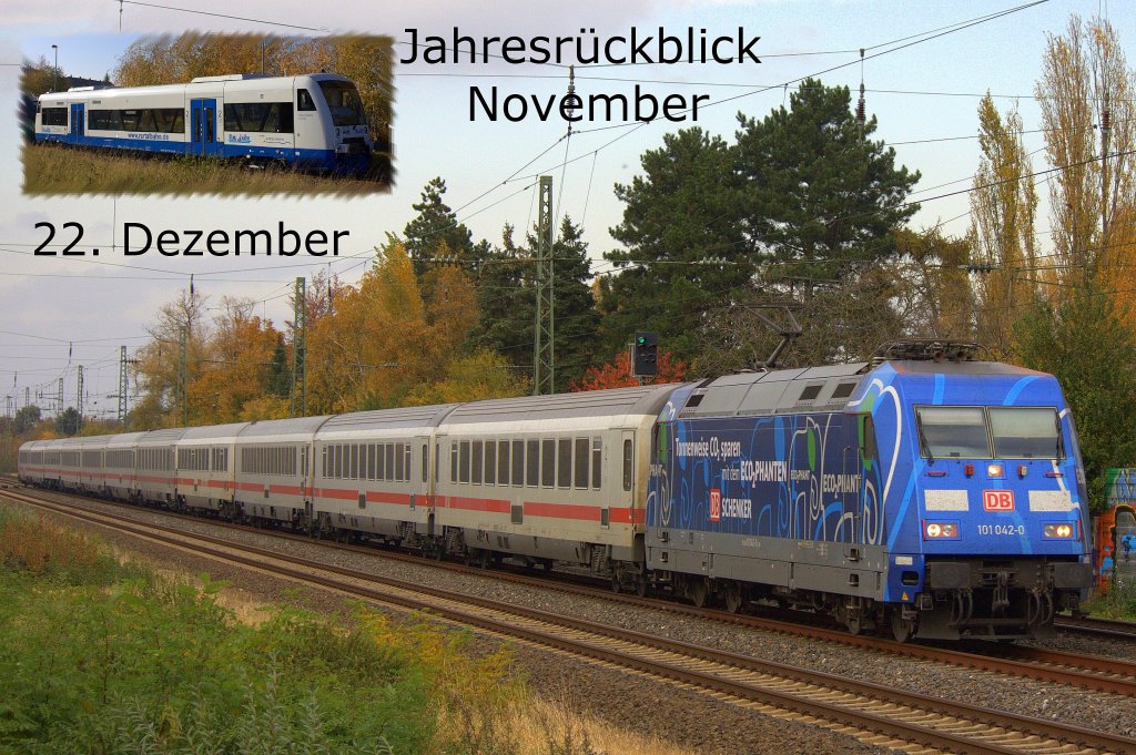 Bald ist Weihnachten, und p�nktlich zum 22 Dezember gibt es die 101 042-2 in Angermund und den ersten RegioShuttle der RurTalBahn.