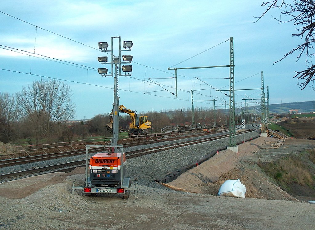 Baustelle fr den zuknftigen Abzweig der ICE-Neubaustrecke nach Leipzig/Halle von der ThringerBahn in Azmannsdorf bei Erfurt; 25.11.2009 