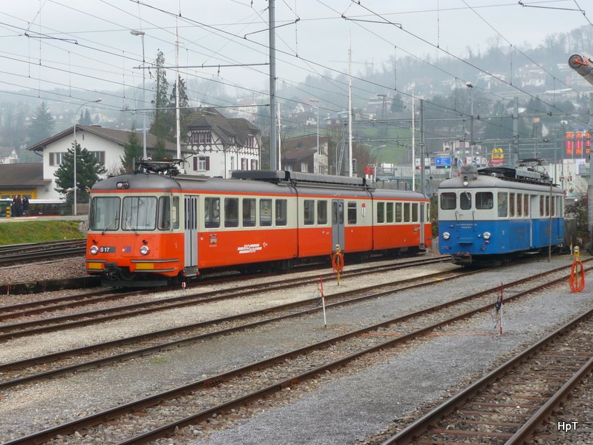 BD - Triebwagen BDe 8/8 5 und BDe 4/4 10 in Bremgarten am 05.12.2009
