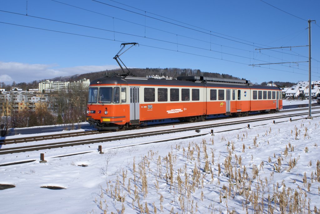BDe 8/8 1 hat am 30.1.10 Berikon-Widen hinter sich gelassen.