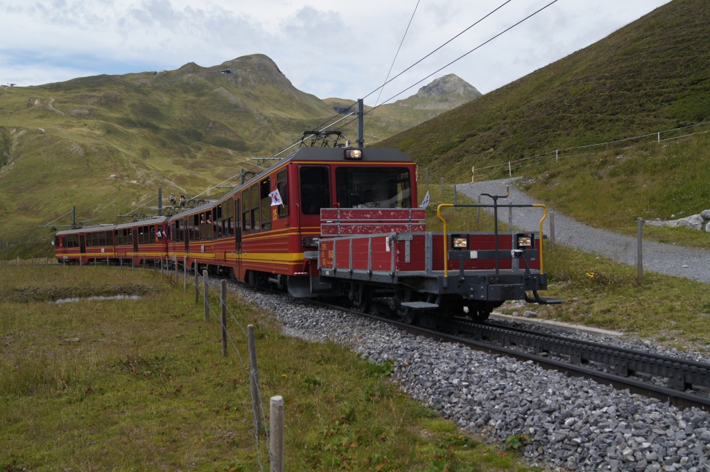 BDhe 4/8 215 und 214 befinden sich am 13.8.11 oberhalb der Kleinen Scheidegg.