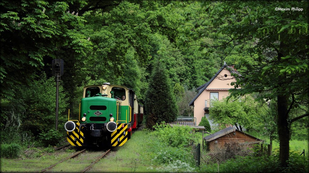 BEG D1 mit dem zweiten Zugpaar des Tages am 18. Mai 2013 unterwegs auf der Brohltalbahn.