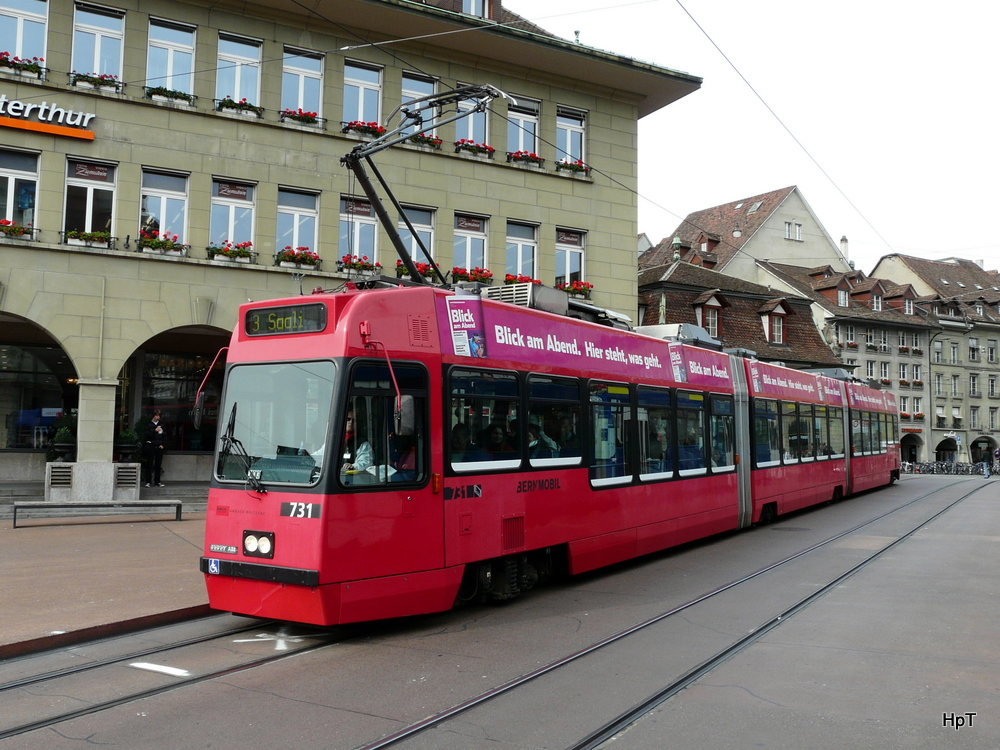 Bern mobil - Be 4/8 731 unterwegs auf der Linie 3 in Bern am 22.10.2010