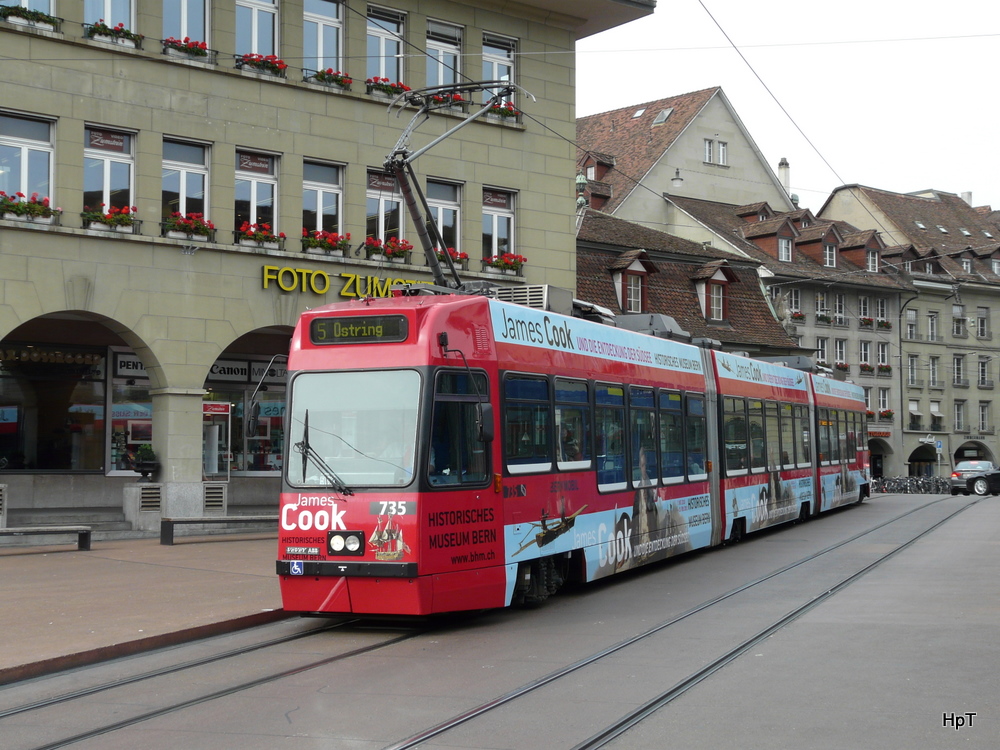 Bern mobil - Be 4/8 735 unterwegs auf der Linie 5 in Bern am 22.10.2010