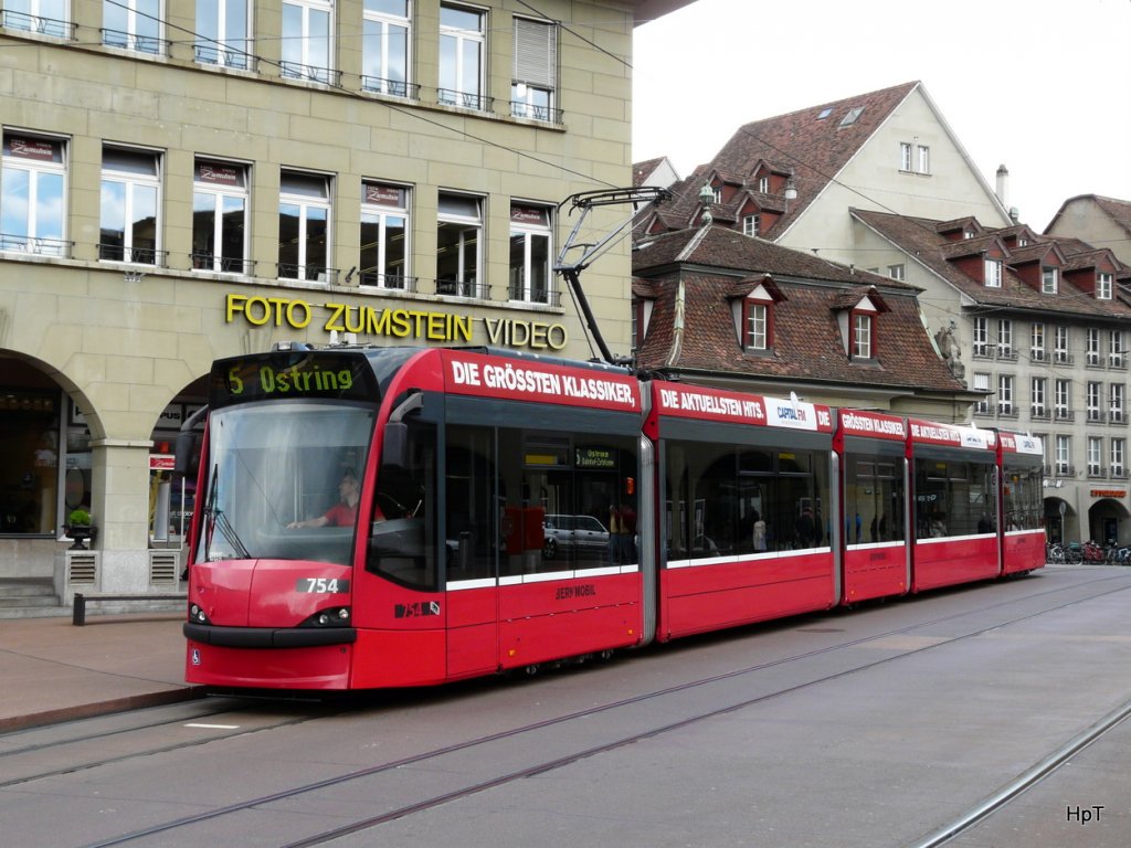 Bern Mobil - Tram Be 4/6 754 unterwegs auf der Linie 5 am 12.05.2010