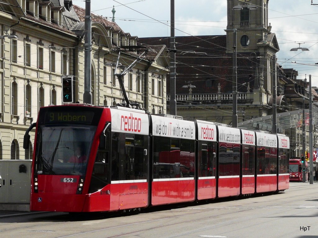 Bern Mobil - Tram Be 4/8 652 unterwegs auf der Linie 9 am 12.05.2010