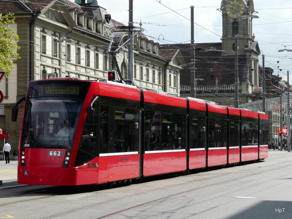 Bern Mobil - Tram Be 4/8 662 unterwegs auf der Linie 3 am 12.05.2010