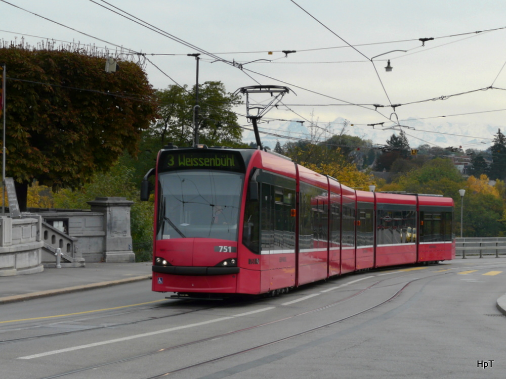 Bern mobil - Tram Be 6/8  751 unterwegs auf der Linie 3 am 22.10.2010