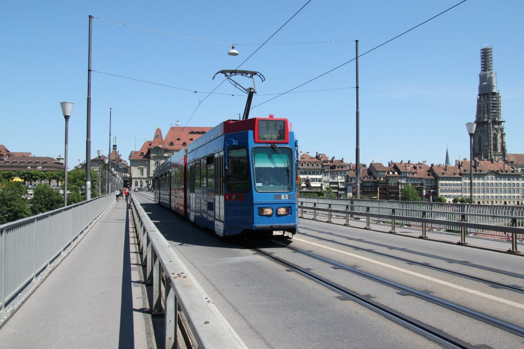 Bern Mobil,Tram 83 auf der Kirchenfeldbrcke in Bern.07.06.13