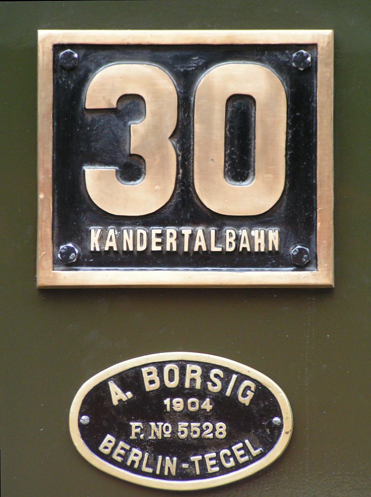 Beschilderung des  Chanderli  (T3/Borsig 1904) von der Kandertalbahn. (26.09.2004)