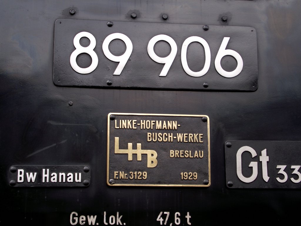 Beschriftung von 89 906 der Museumseisenbahn Hanau am 06.08.11 