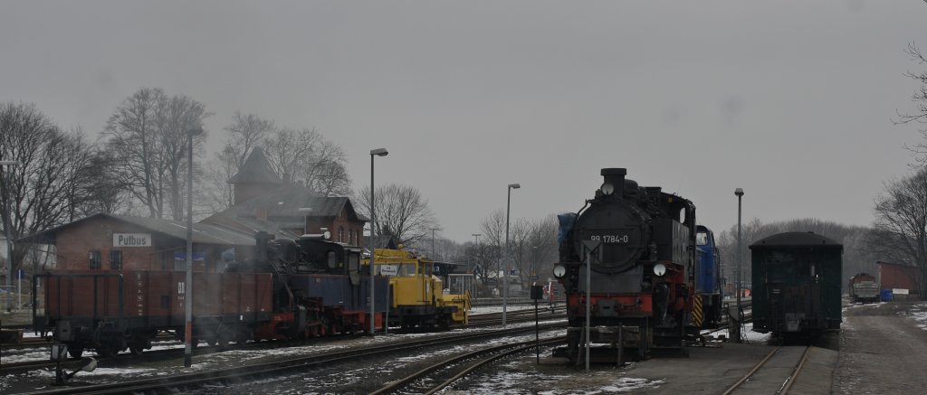 Betriebswerk und Bahnhof Putbus an einem trben Wintertag (31.01.2011)
