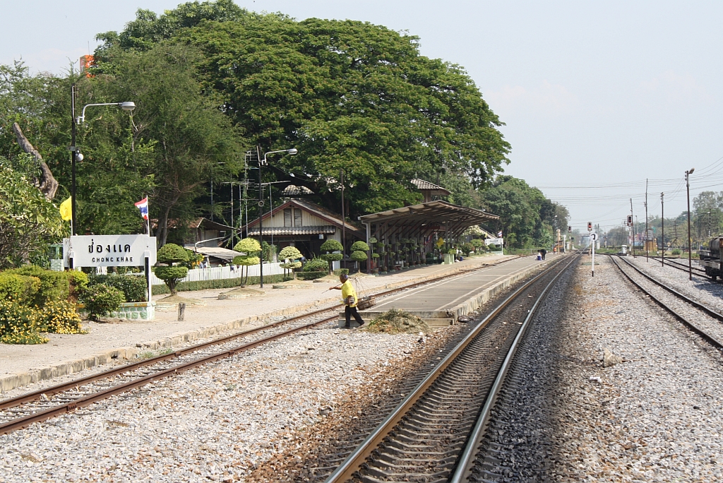 Bf. Chong Khae, Blickrichtung Bangkok, am 13.M�rz 2012. 

