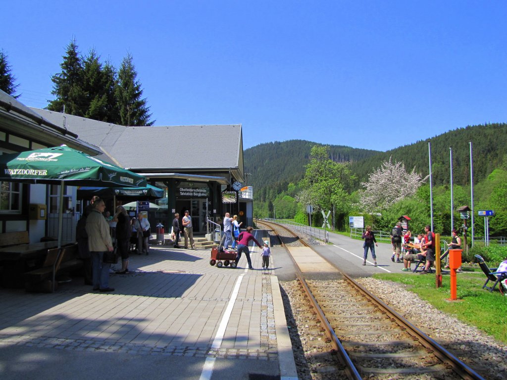 Bf Obstfelderschmiede zwischen Rottenbach und Katzh�tte in Th�ringen, der gleichzeitig die Talstation der Oberwei�bacher Bergbahn ist; 22.05.2010
