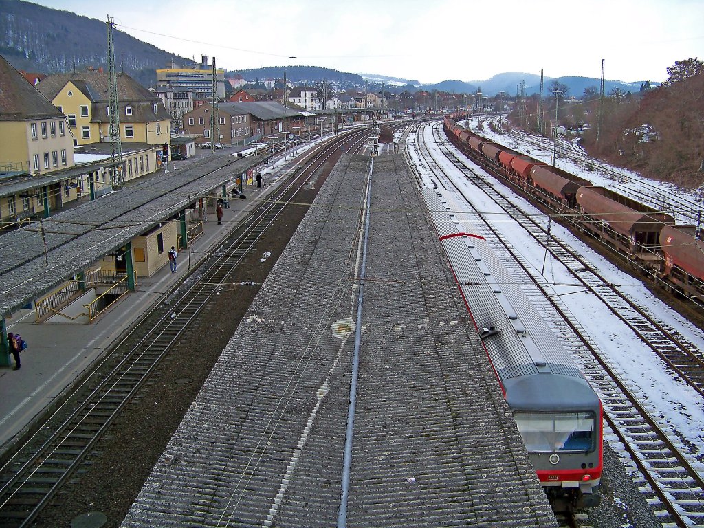 Bhf. Marburg(Lahn), Blick Richtung Treysa -> Kassel, 20.2.010.
