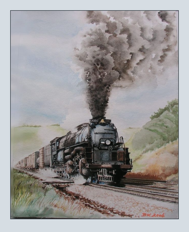  Big Boy  bei schwerer Arbeit, Aquarell, Maler und Fotograf Bernd Kauschmann