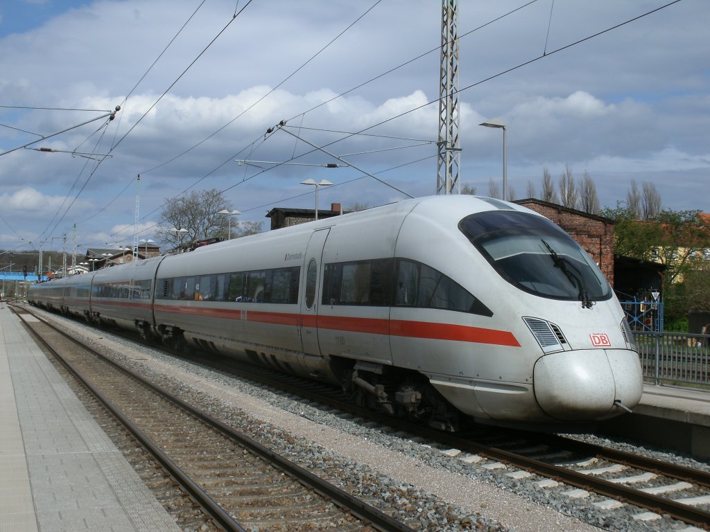 Bis zum 04.Mai 2012 gibt es den Ersatzzug 2512 Rostock-Binz f�r den IC 2212 Koblenz-Binz der von einem ICE gefahren wird.Am 27.April 2012 erreichte der 411 080/580 den Bahnhof Bergen/R�gen.Erst am n�chsten Tag f�hrt der ICE von Binz nach Rostock zur�ck.