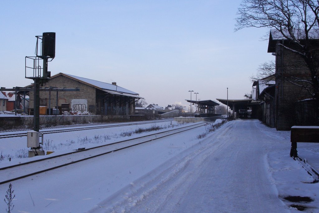 Blick am Nachmittag des 25.01.2013 in den Bahnhof Wernigerode.
