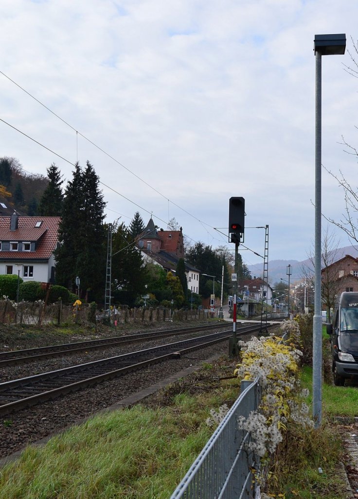 Blick auf das Blocksignal vorm S-Bahnhof Schlierbach-Ziegelhausen 18.12.2012
