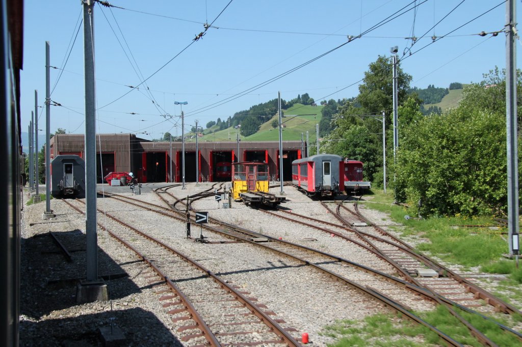 Blick auf das Depot der Appenzeller Bahnen in Gais./AR am 16.07.13