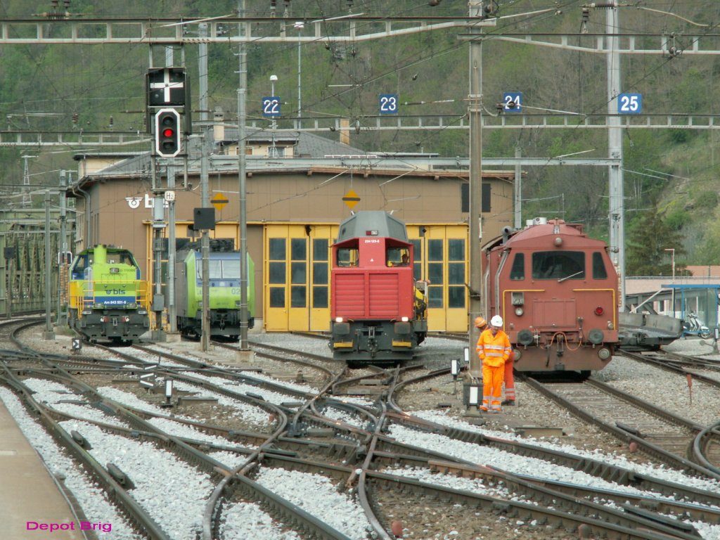 Blick auf das Depot der BLS am 27.04.10 in Brig/VS