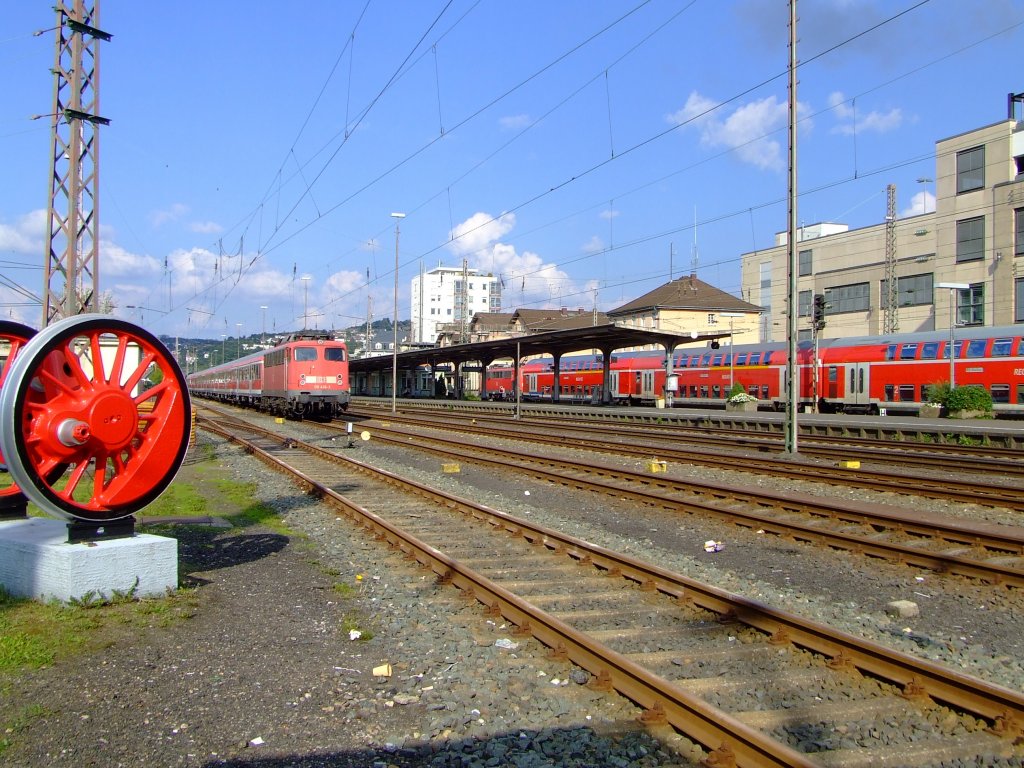 Blick auf den Hauptbahnhof Siegen vom Sdwestflische Eisenbahnmuseumam 04.09.2010.