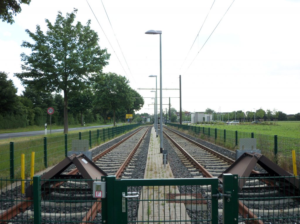 Blick auf die Kehranlage des Stadtbahnendpunkt Altwarnbchen, am 14.06.2010.